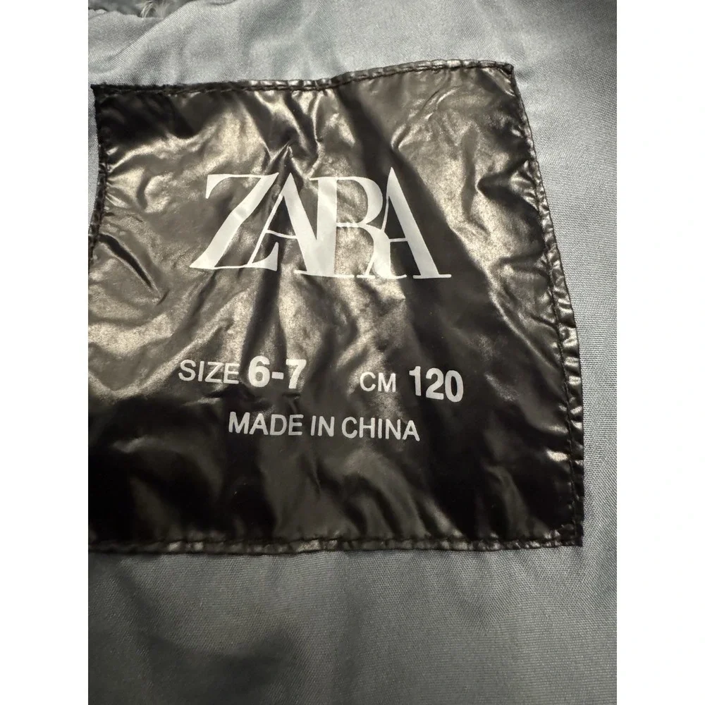 Zara Down Quilted Water-Repellent Classic Hooded Puffer Jacket Sz 6-7 Tiered